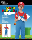 Costume Set Kids Mario Plumber Red - Size XL