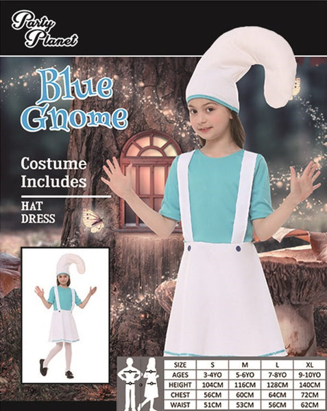 Costume Set Kids Smurf Blue Gnome - Size L