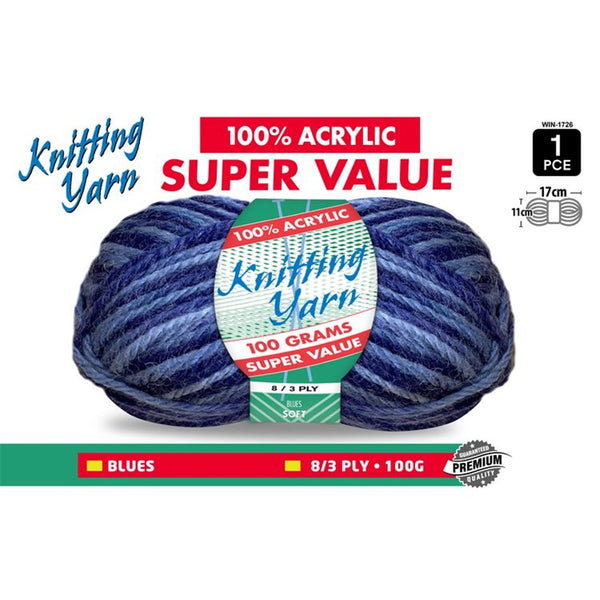 Knitting Yarn Mix Blues Dark