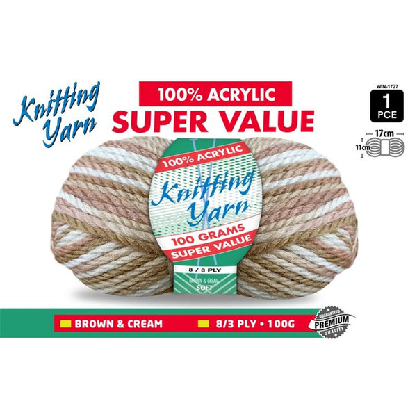 Knitting Yarn Mix Brown/Cream