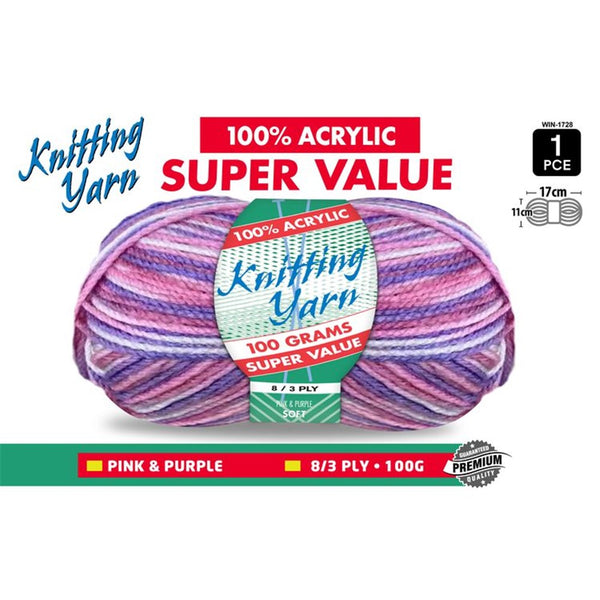 Knitting Yarn Mix Pink/Purple