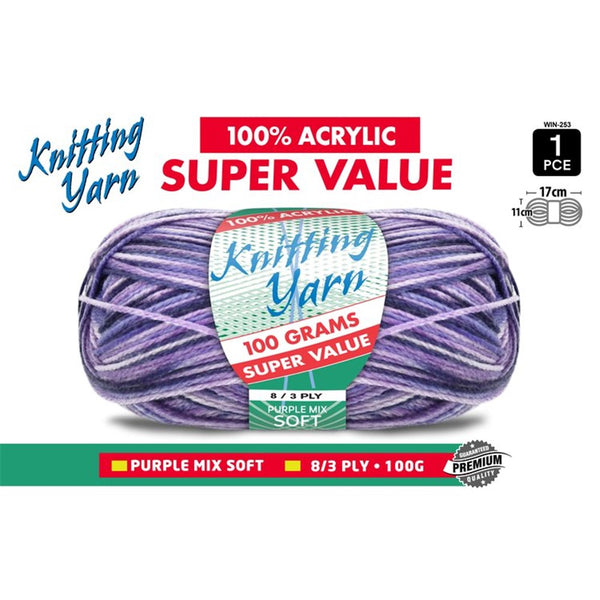 Knitting Yarn Mix Purple