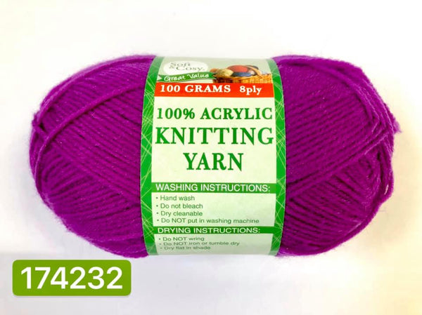 Knitting Yarn Bright Purple 100g
