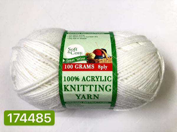Knitting Yarn Pure White 100g