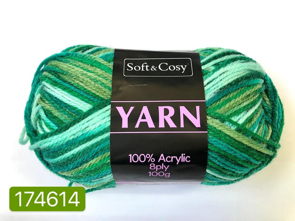 Knitting Yarn Multi Colour Greens 100g