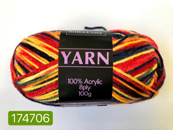 Knitting Yarn Multi Colour Darks 100g