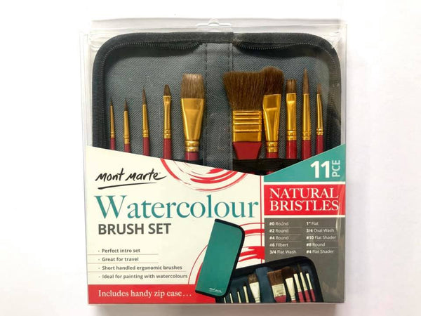 Watercolour Brush Set in Wallet 11pce
