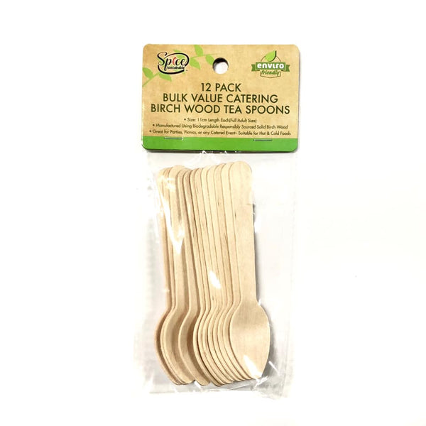 Enviro Disposable Cutlery Wooden Teaspoon 12pk