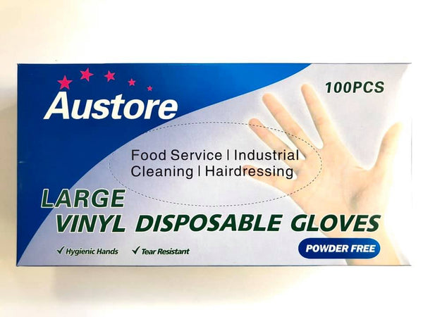Disposable Vinyl Gloves 100pk (Size:L)
