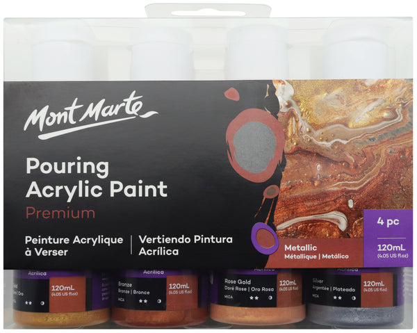 Paint Pouring Acrylic 120ml 4pc Metalic