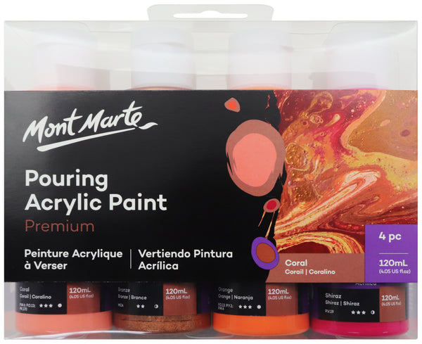 Paint Pouring Acrylic 120ml 4pc Coral