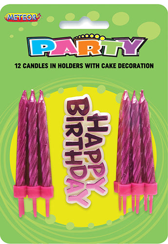 Birthday Candles 12pk w/Birthday Sign Pink