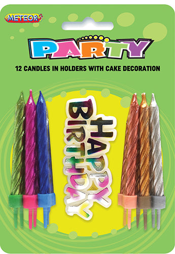 Birthday Candles 12pk w/Birthday Sign Multi Colour