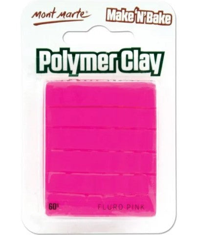 Polymer Clay Make N Bake 60g Fluro Pink