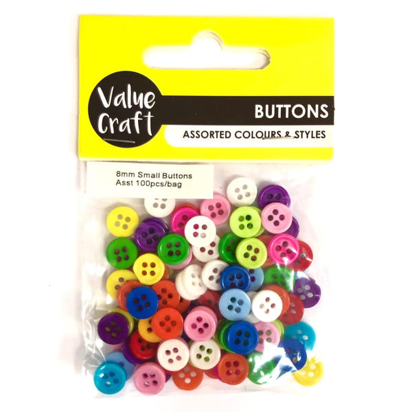 XXX Buttons Small 8mm Multi Colour 100pcs