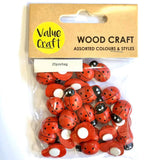 Wooden Ladybugs Red 25pcs