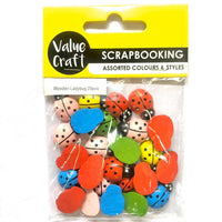 Wooden Ladybugs multicolor 25pk