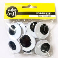 XXX Joggle Eyes Round 40mm 15pcs