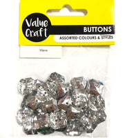 XXX Buttons Rhinestone Square 1.3cm 30pcs