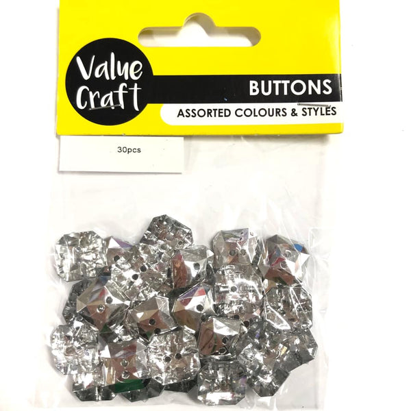 XXX Buttons Rhinestone Square 1.3cm 30pcs