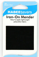 Iron On Menders Black 1pk 24cm x 9cm