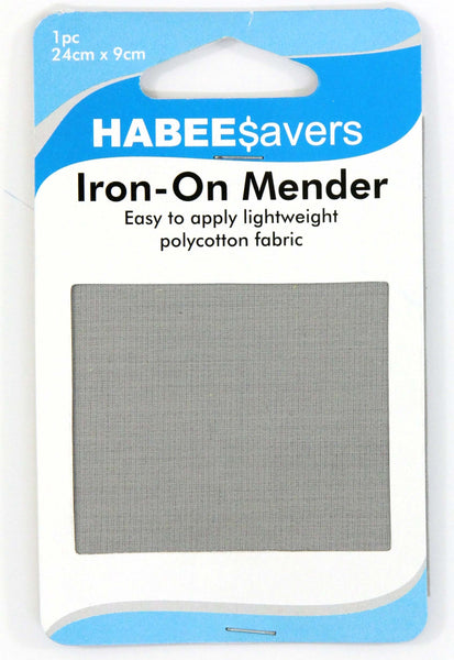 Iron On Menders Grey 1pk 24cm x 9cm