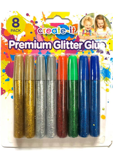 Glitter Glue Pens 8pk Solid Colours